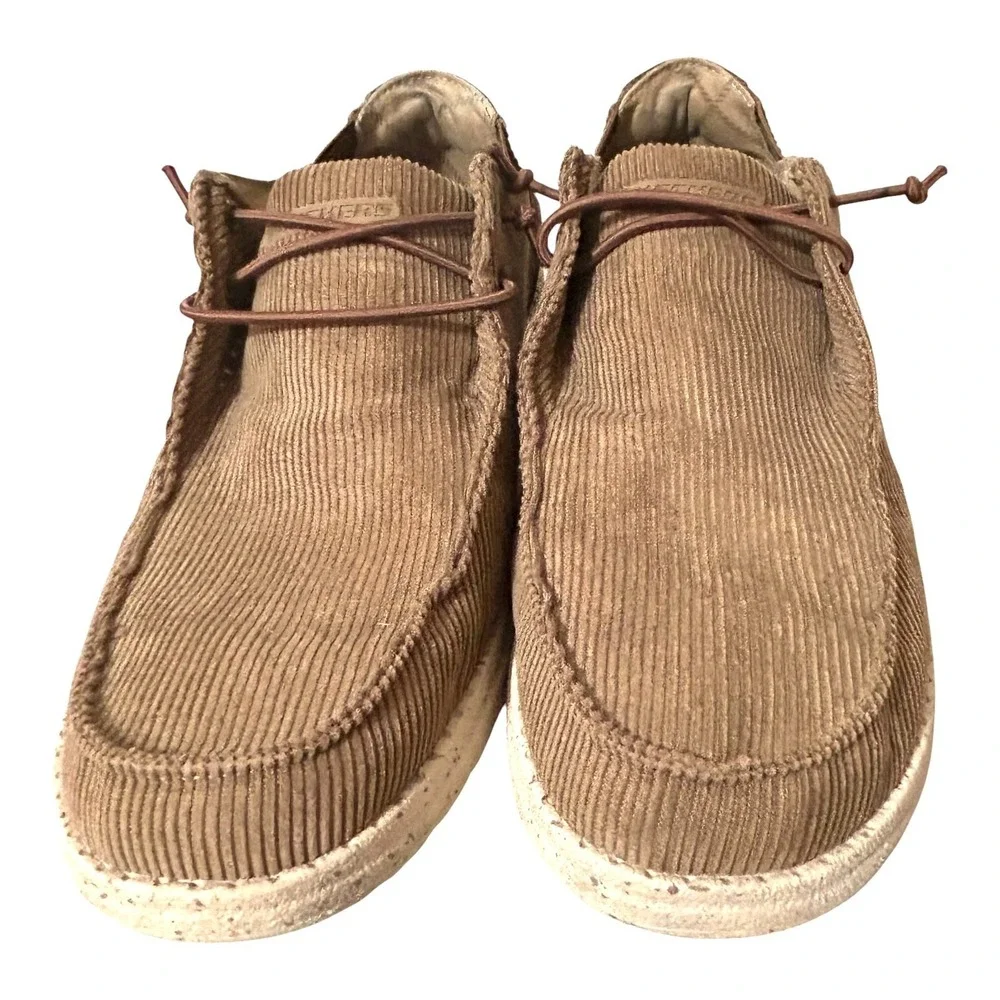 Skechers Men's Melson Corduroy Loafers Brown 10 Relaxed Fit Slip On Comfort EUC